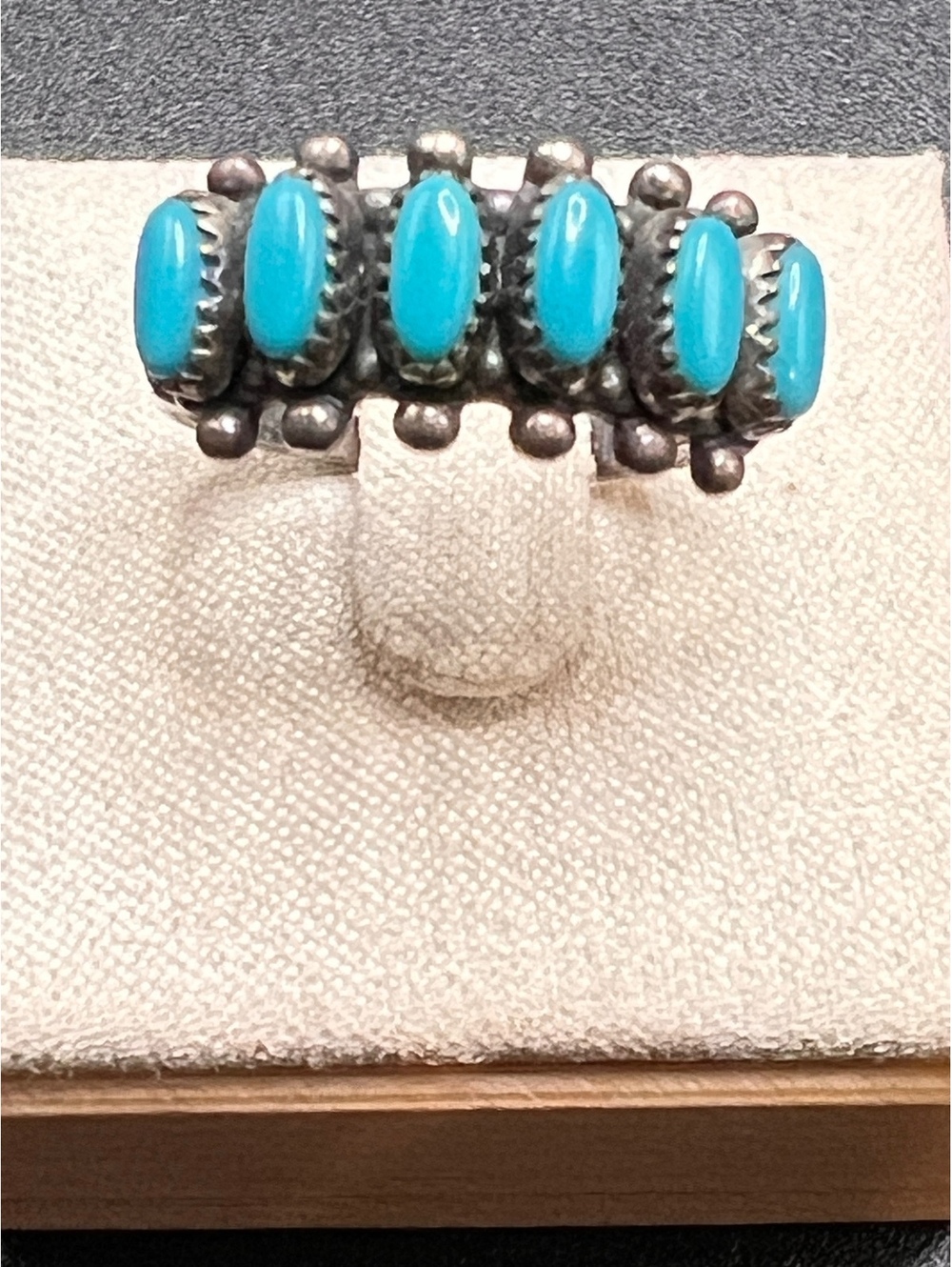 Vintage Sterling Silver 6 Stone Turquoise Row Statement Ring